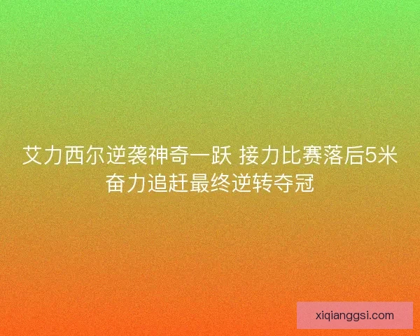 艾力西尔逆袭神奇一跃 接力比赛落后5米奋力追赶最终逆转夺冠