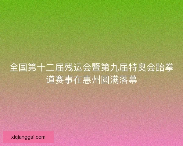 全国第十二届残运会暨第九届特奥会跆拳道赛事在惠州圆满落幕